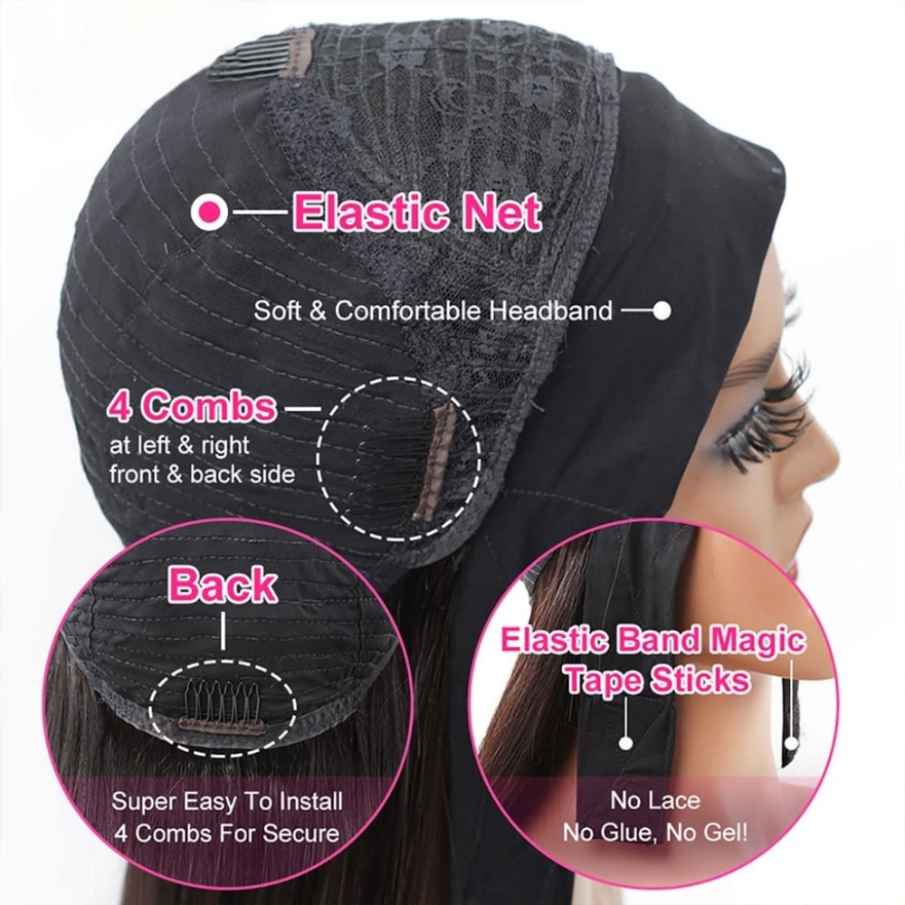 New 28" Natural Black Kinky Curly Headband Glueless Wear & Go Synthetic Wig - Picture 5 of 15